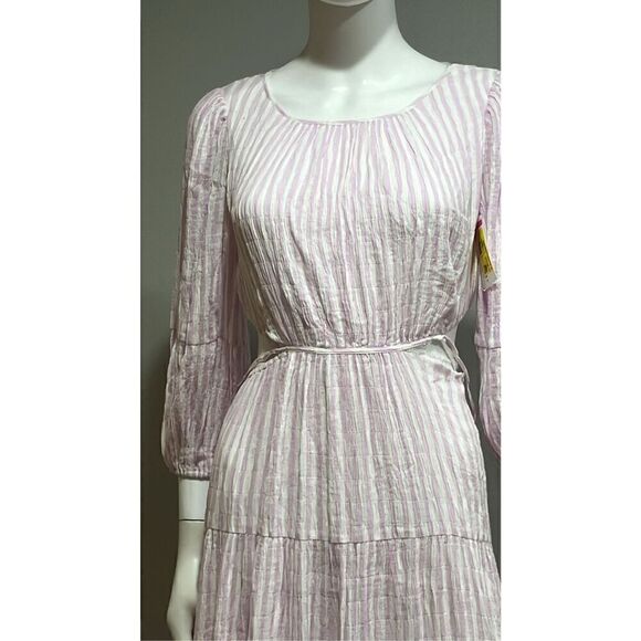 Cinq a Sept Lyle Cutout Lilac Striped Midi Dress Size 4 - Picture 7 of 7
